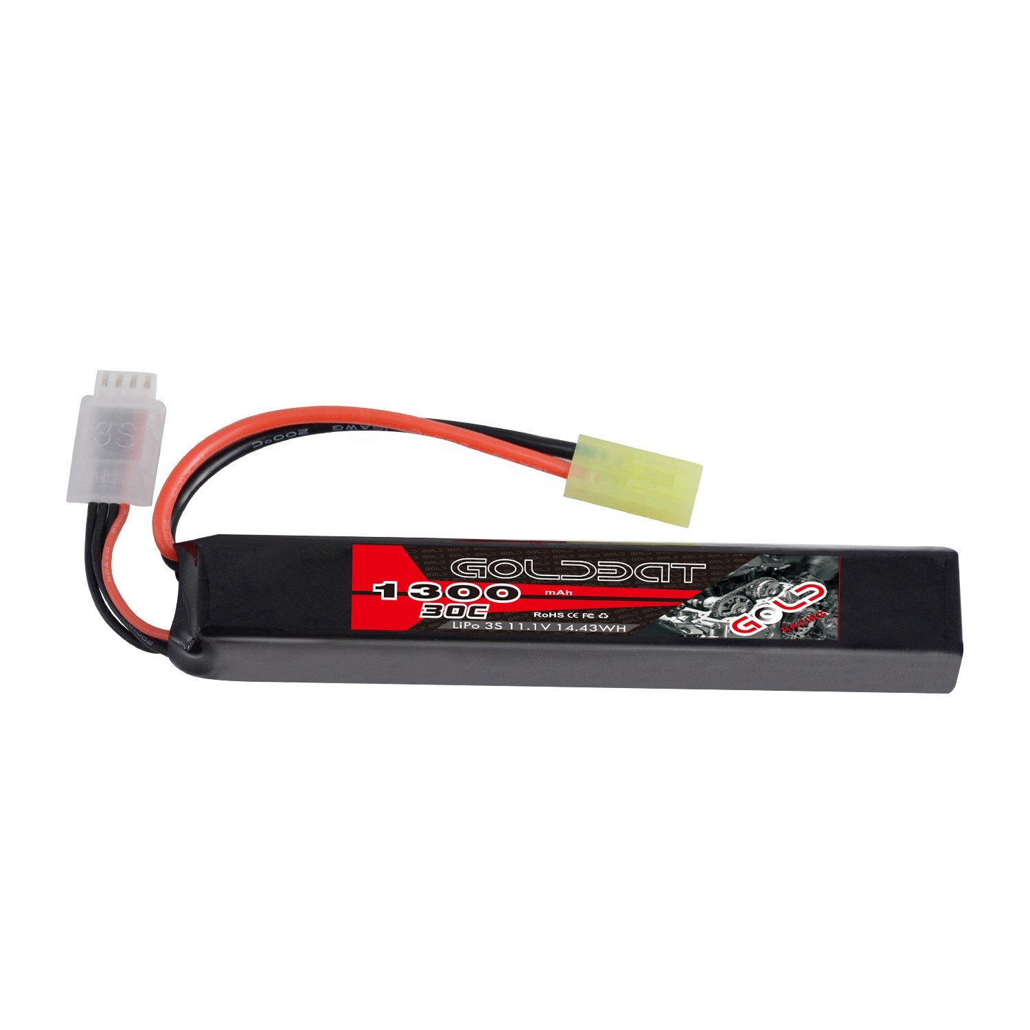 OEM/ODM High Capacity GOLDBAT 30C 1300mAh 3S Rechargeable Lithium Polymer Battery Pack 11.1V for Airsoft Toys