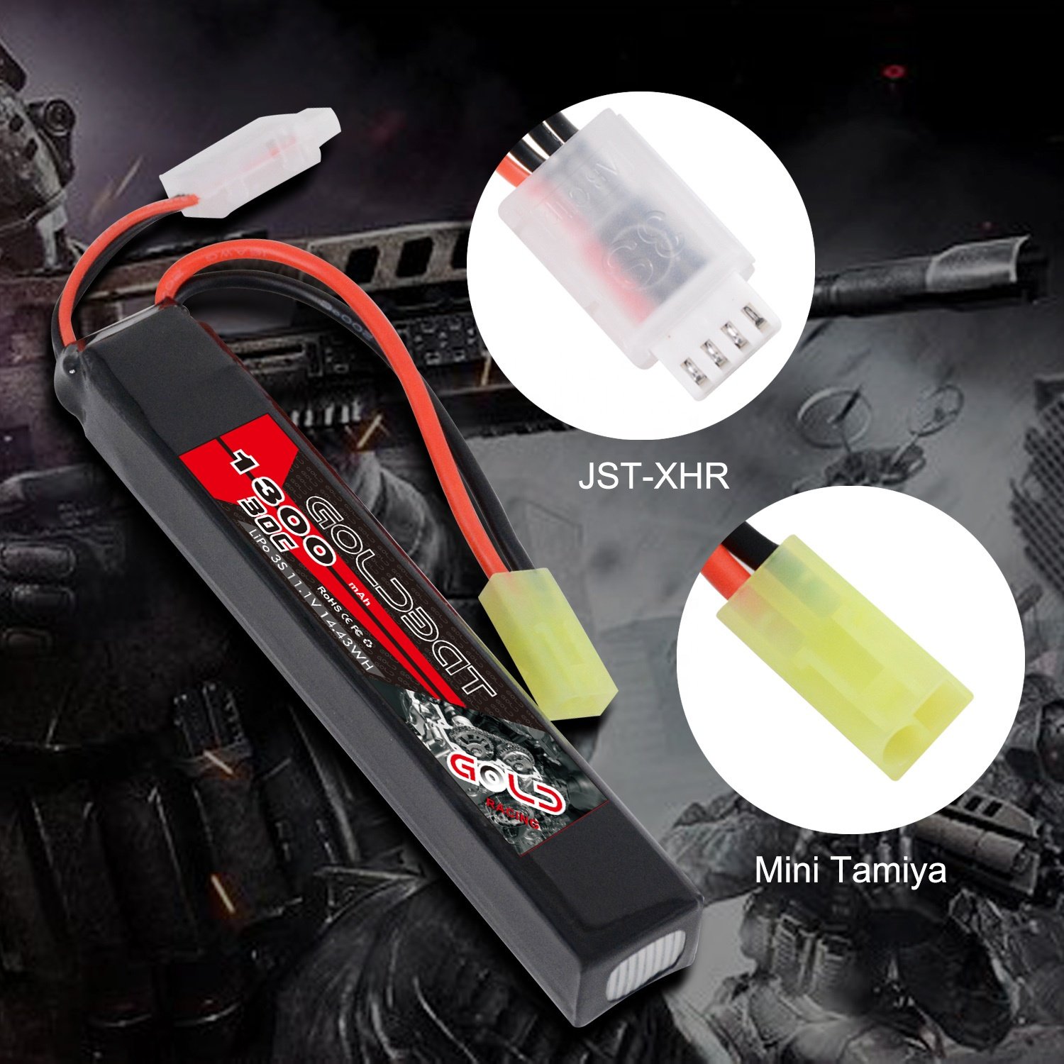 OEM/ODM High Capacity GOLDBAT 30C 1300mAh 3S Rechargeable Lithium Polymer Battery Pack 11.1V for Airsoft Toys