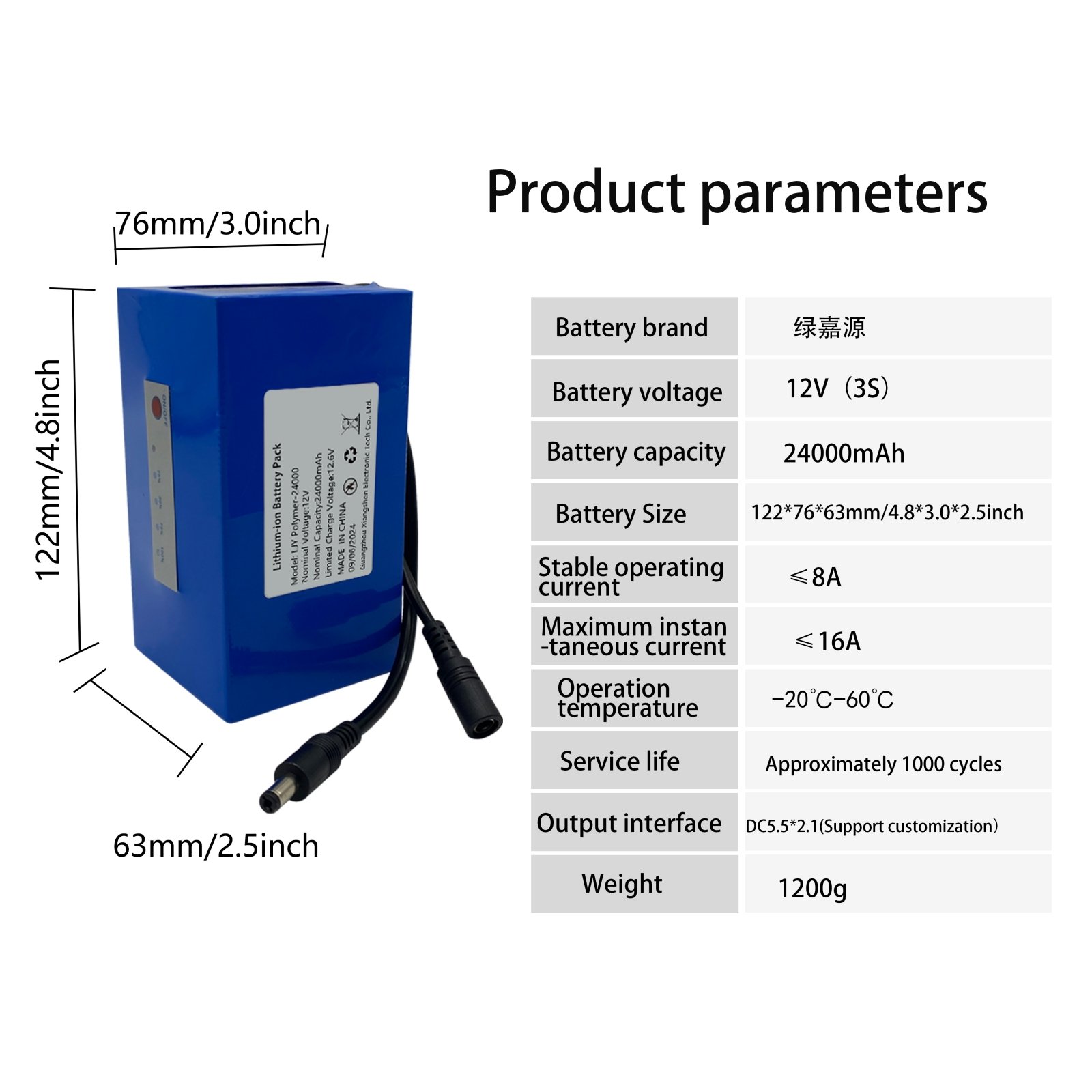 Hot Products Lithium-Ion Batteries Electric Tool Rechargeable 12V 24000mAh Battery Pack Batteries