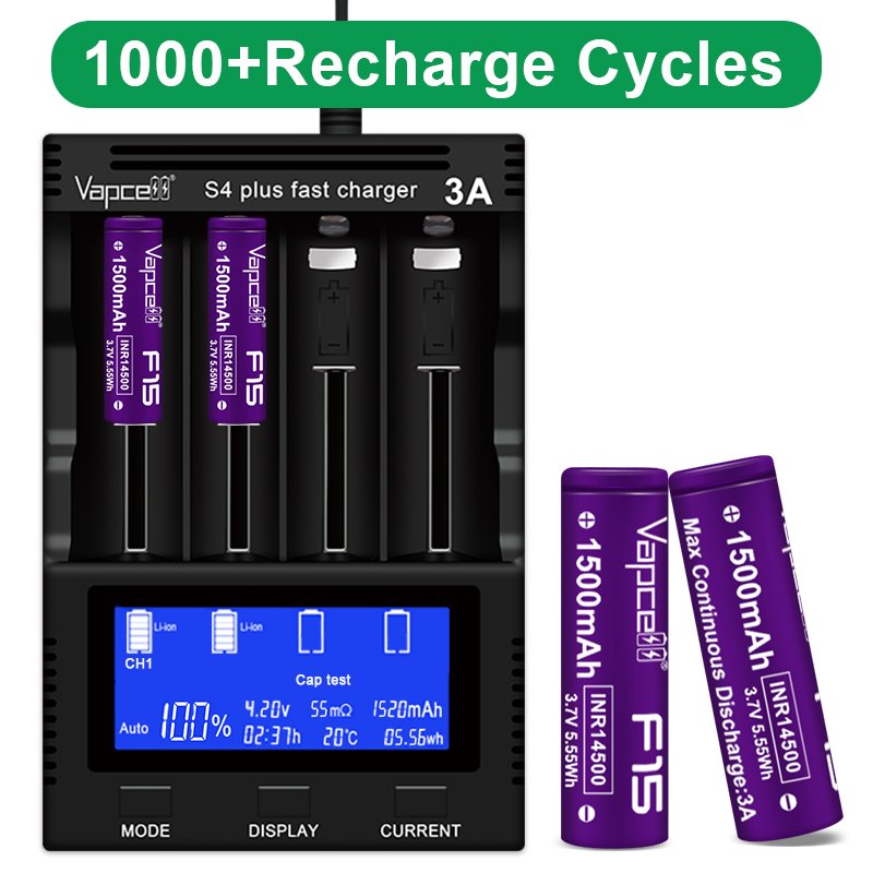 Vapcell 14500 1500mag 3a F15 Lithium Ion PK Vapcell 14500 1200mah f12 3.7v Rechargeable Aa Li-ion Battery for Handheld fan