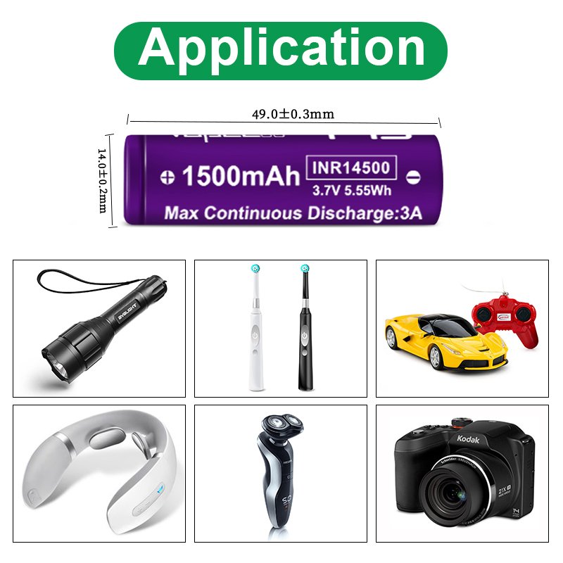 Vapcell 14500 1500mag 3a F15 Lithium Ion PK Vapcell 14500 1200mah f12 3.7v Rechargeable Aa Li-ion Battery for Handheld fan
