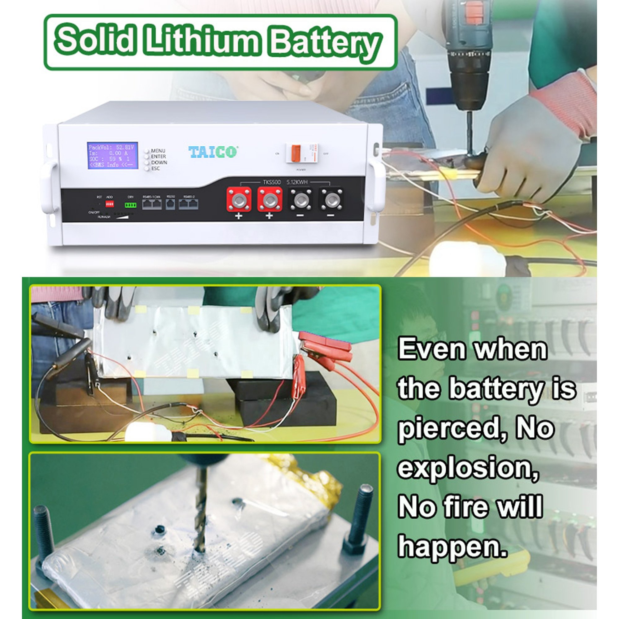 TAICO Deep Cycle Lifepo4 Lithium ion Battery 48V 100Ah 150Ah 200Ah 250Ah 300Ah Lihtium Battery for solar System