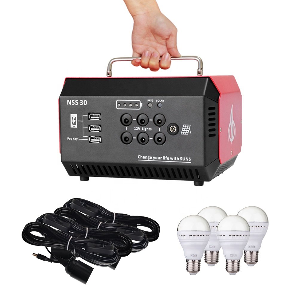 Customizable Pay As You Go solar energy system DC12V 30W 60W 80W 100W Solar lighting system Kit for Africa Home use