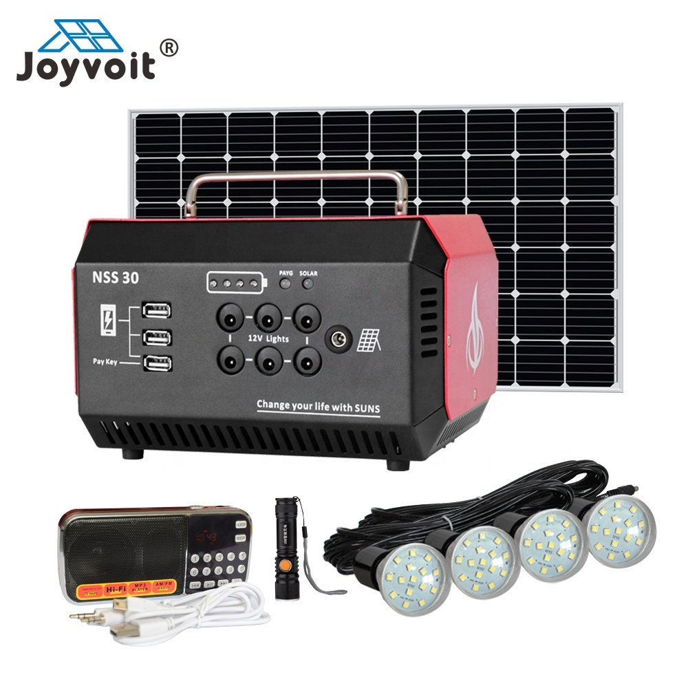 Customizable Pay As You Go solar energy system DC12V 30W 60W 80W 100W Solar lighting system Kit for Africa Home use