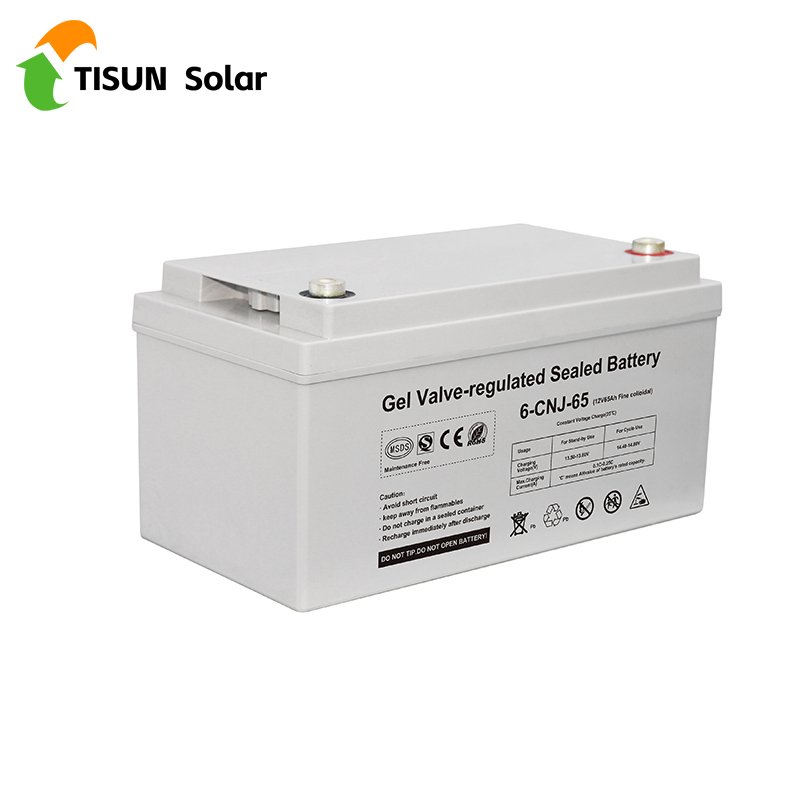 Tisun Gel Solar Battery 12V 65AH 100Ah 150Ah 200Ah 250Ah Deep Cycle Solar Lead Acid Battery System