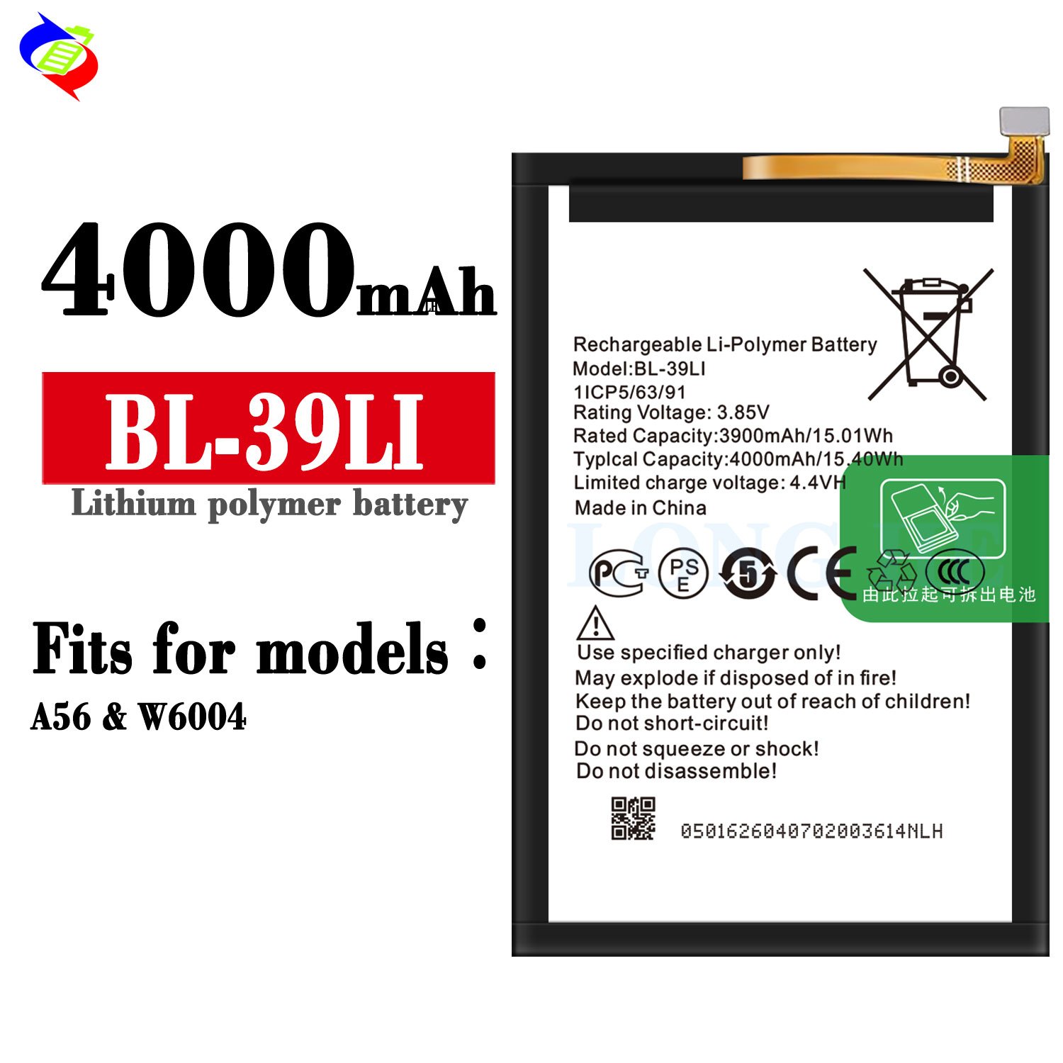 rechargeable Battery 4000mAh BL-39LI Battery For Itel A56 A56 Pro Tecno Mobile Phone Batteries
