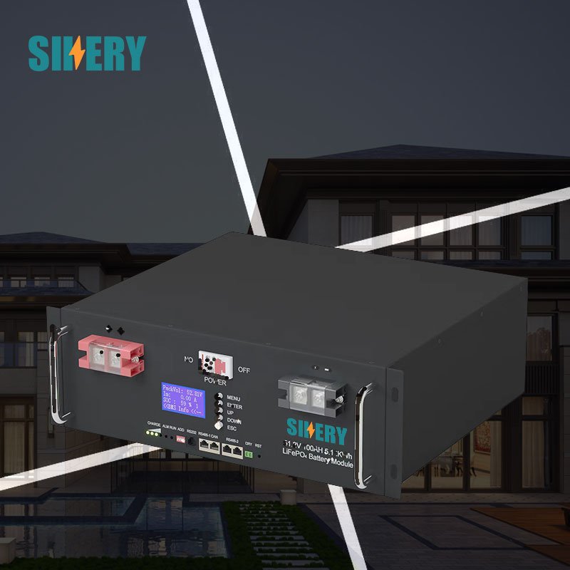 Sikery Solar Wind Energy Storage Rack Mounted 48V 51.2V 100ah 150ah 200ah Lithium Ion Battery Lifepo4 Battery Pack 6000 cycles