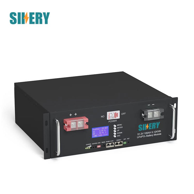 Sikery Solar Wind Energy Storage Rack Mounted 48V 51.2V 100ah 150ah 200ah Lithium Ion Battery Lifepo4 Battery Pack 6000 cycles