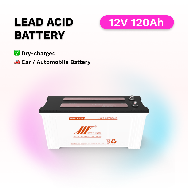12V 120Ah lead acid battery OEM car dry-charged battery SUPOWER N120 N120L