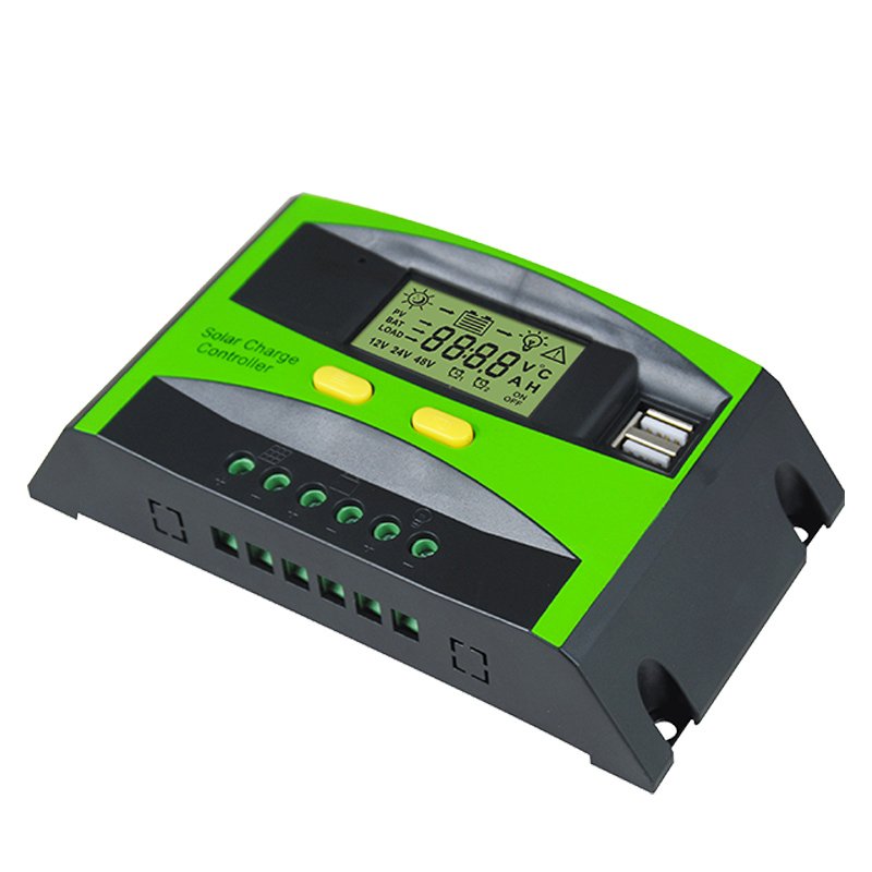 Auto PWM Solar Panel Charge Controller New Design Panel Battery Power 20AMP 30A 2 USB LCD Intelligent 12V 24V Lead Acid Battery