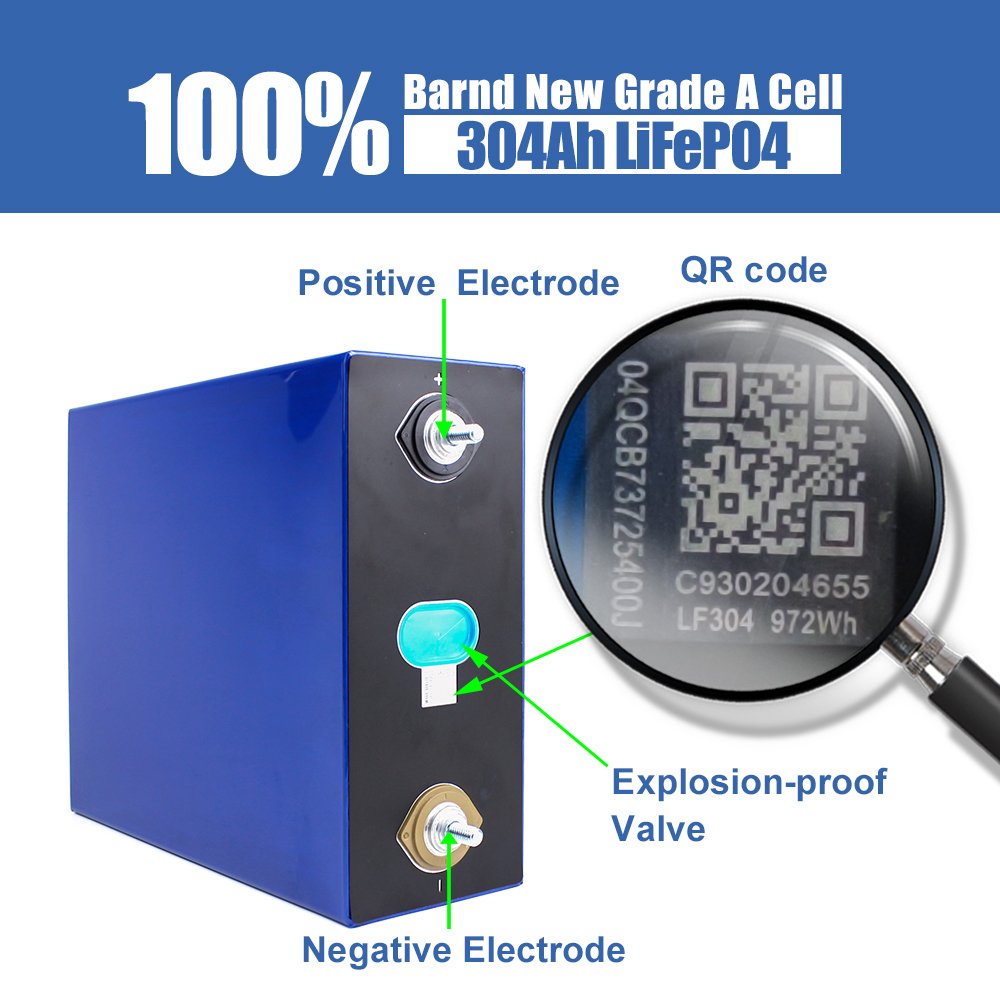 EVE 3.2V 304Ah Lithium Ion Batteries Rechargeable Prismatic Lifepo4 Battery Cells Solar Storage Battery