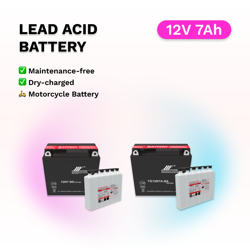 12V 7Ah lead acid battery OEM motorcycle dry-charged maintenance-free battery SUPOWER 12N7-BS YS12N7-BS