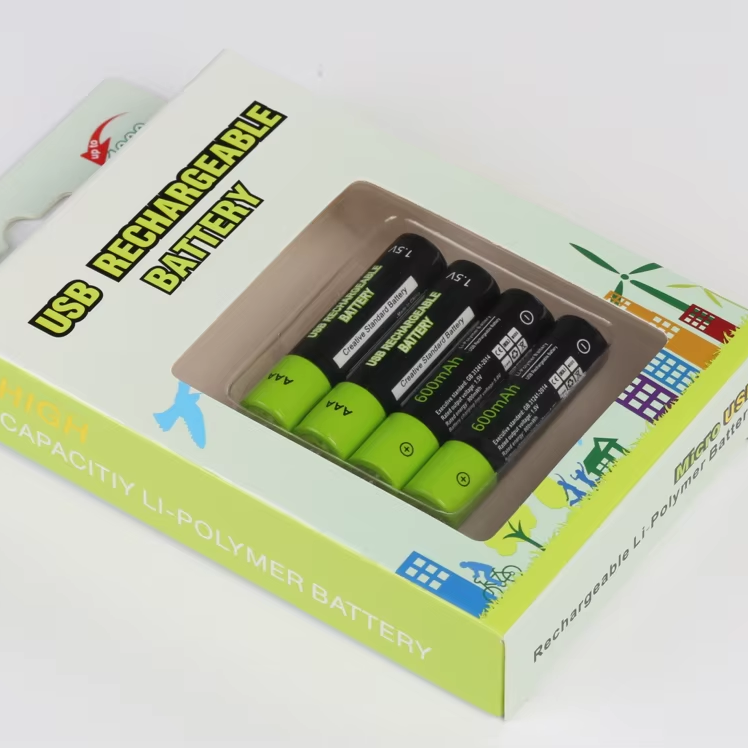 AAA 1.5V 600mAh USB rechargeable lithium-ion battery