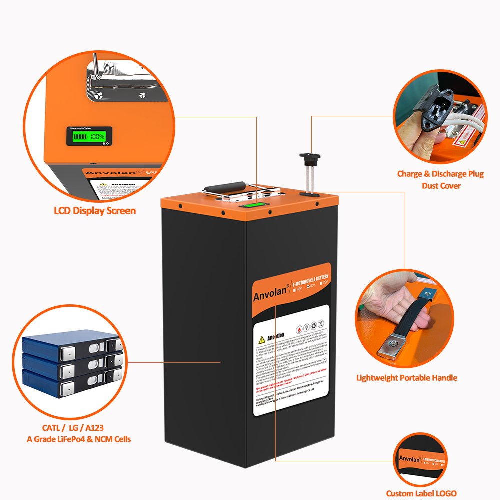 48V 60V 72V 70Ah 90Ah 100Ah 120Ah lithium ion battery pack for 3000W Electric Moped Bike electric motorcycle 48v 70Ah battery