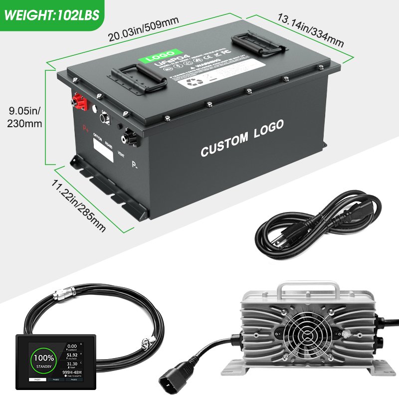 US Stock 48 51.2v Golf Cart Battery ODM Lithium Iron Phosphate High Voltage Lifepo4 Lithium Battery for Golf Carts