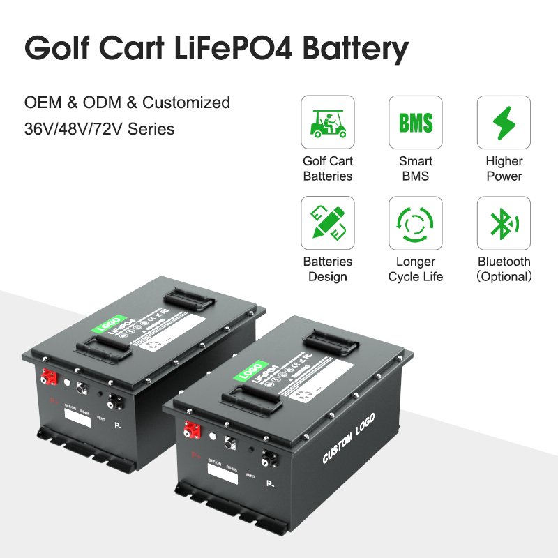 US Stock 48 51.2v Golf Cart Battery ODM Lithium Iron Phosphate High Voltage Lifepo4 Lithium Battery for Golf Carts