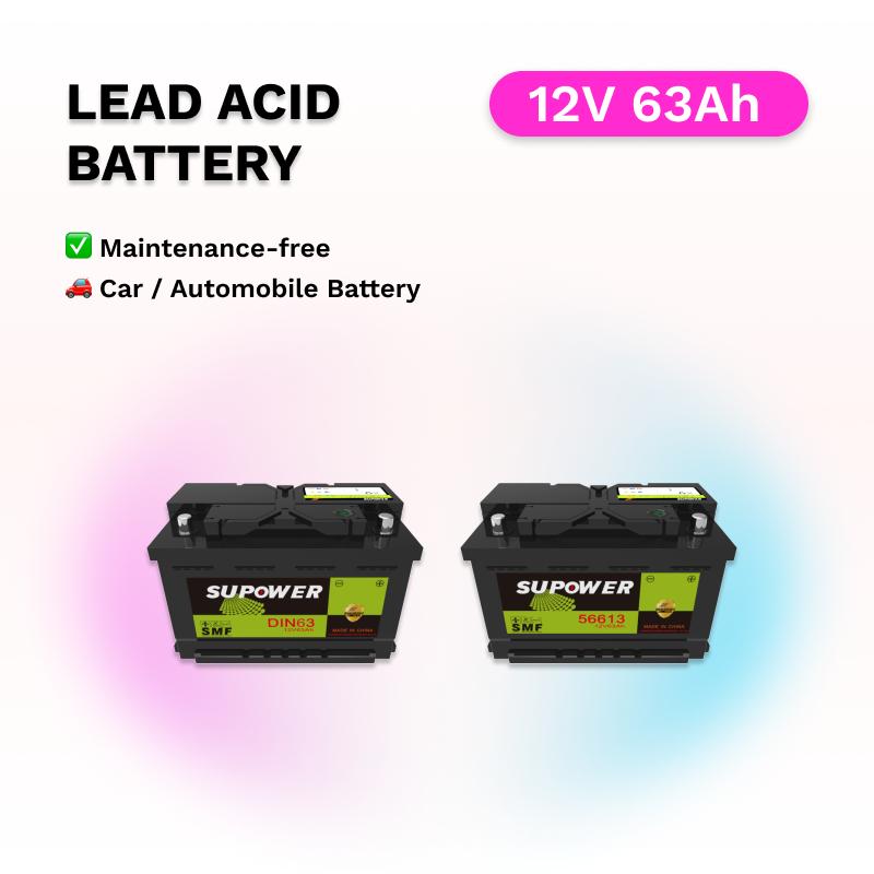 12V 63Ah lead acid battery OEM car maintenance-free battery SUPOWER DIN63 56613
