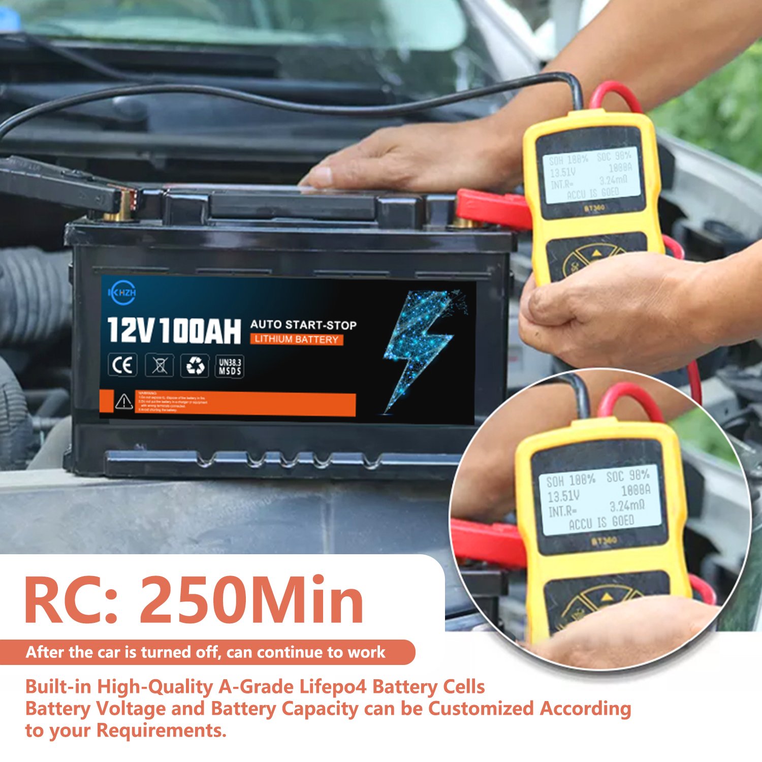 Hot Sales 12V 105AH lithium ion Batteries LiFePO4 Battery With BMS