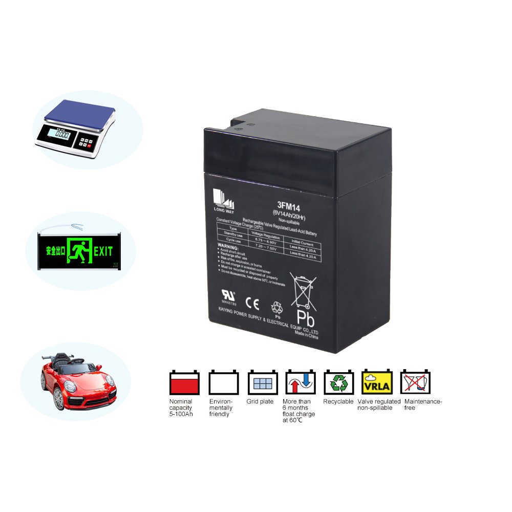 High quality 6V14Ah standard lead acid AGM VRLA battery for emergency lights
