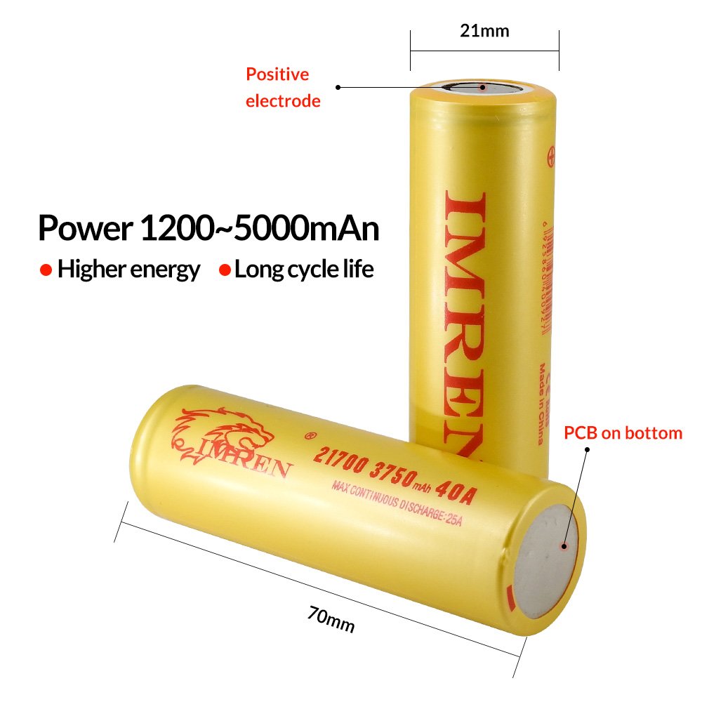 21700 3.7V 3750Mah 40A Lithium Li-Ion Battery Cell 21700 Battery 5000Mah