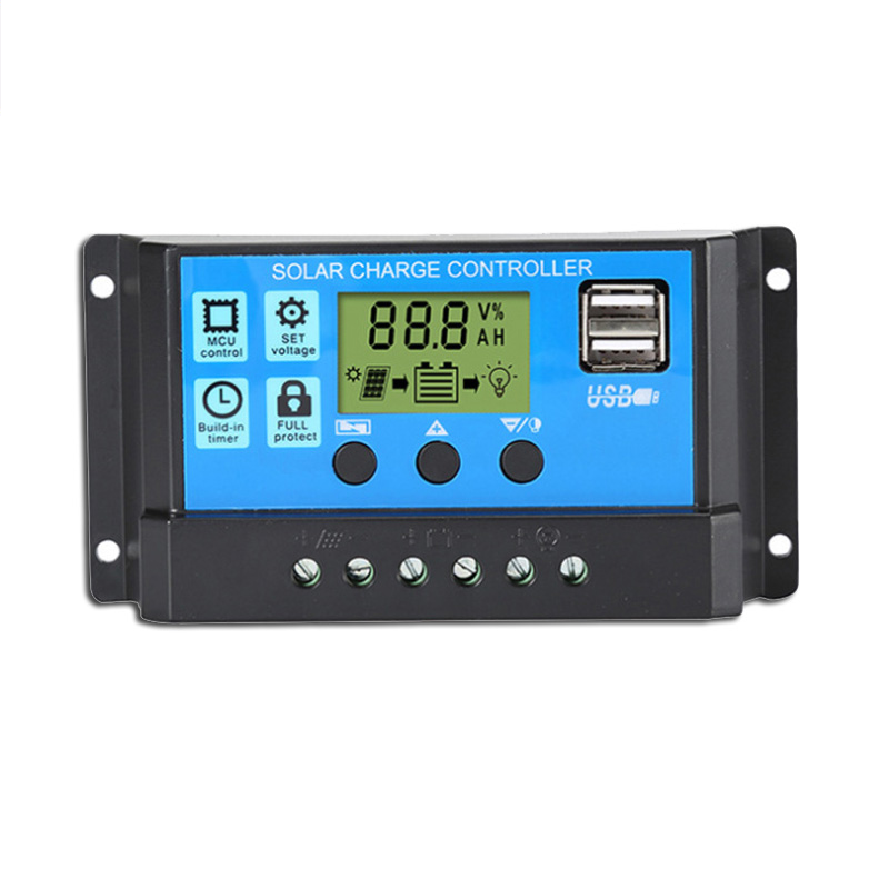 Jesudom Pwm Solar Controller 12V24V Auto 30A20A10A LCD Battery PV Cell Panel Charger Regulator Lamp Solar Charge Controller