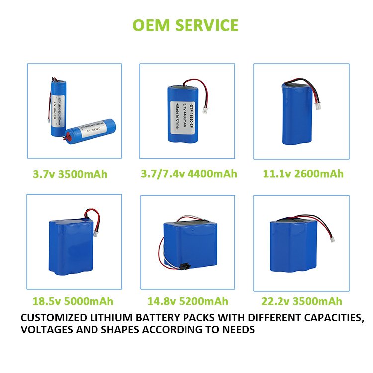 Custom 7.4v 11.1v 14.8v 18.5v 22.2v li ion rechargeable battery 2.2Ah 5Ah 10Ah 12Ah 15Ah 20Ah 18650 lithium ion battery pack