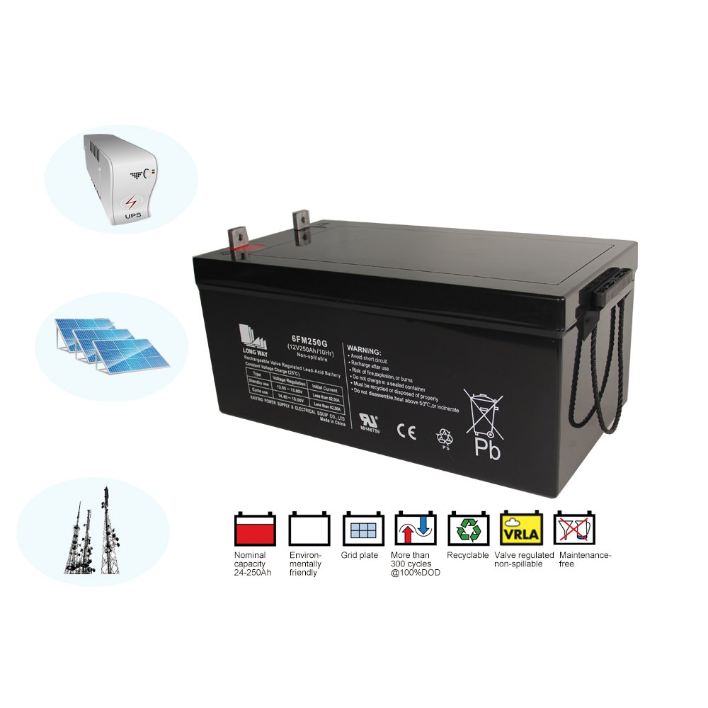Deep Cycle Low Self-discharge 12V 250Ah Lead-acid Batteries AGM Gel Technology for Electric tools wheelchairs Scooters Storage