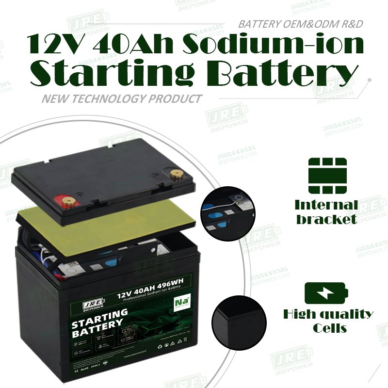 Na+ 12.4V 40Ah 496Wh Sodium-ion cranking battery High CCA 12V Sodium ion Start battery to replace lead acid battery NS60/55B24