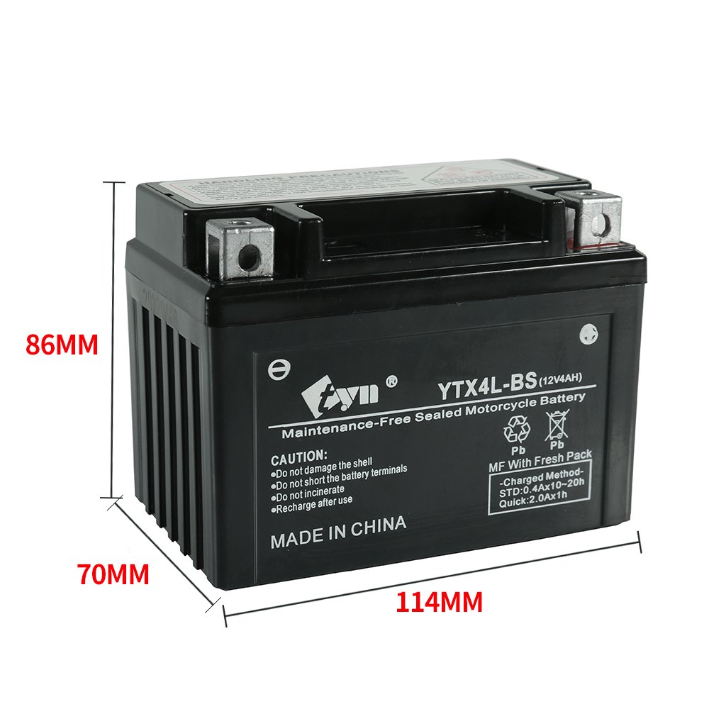 motorcycle battery 12V4AH 12v5ah YTX4A-BS YTX5L-BS Maintenance free long life lead acid battery