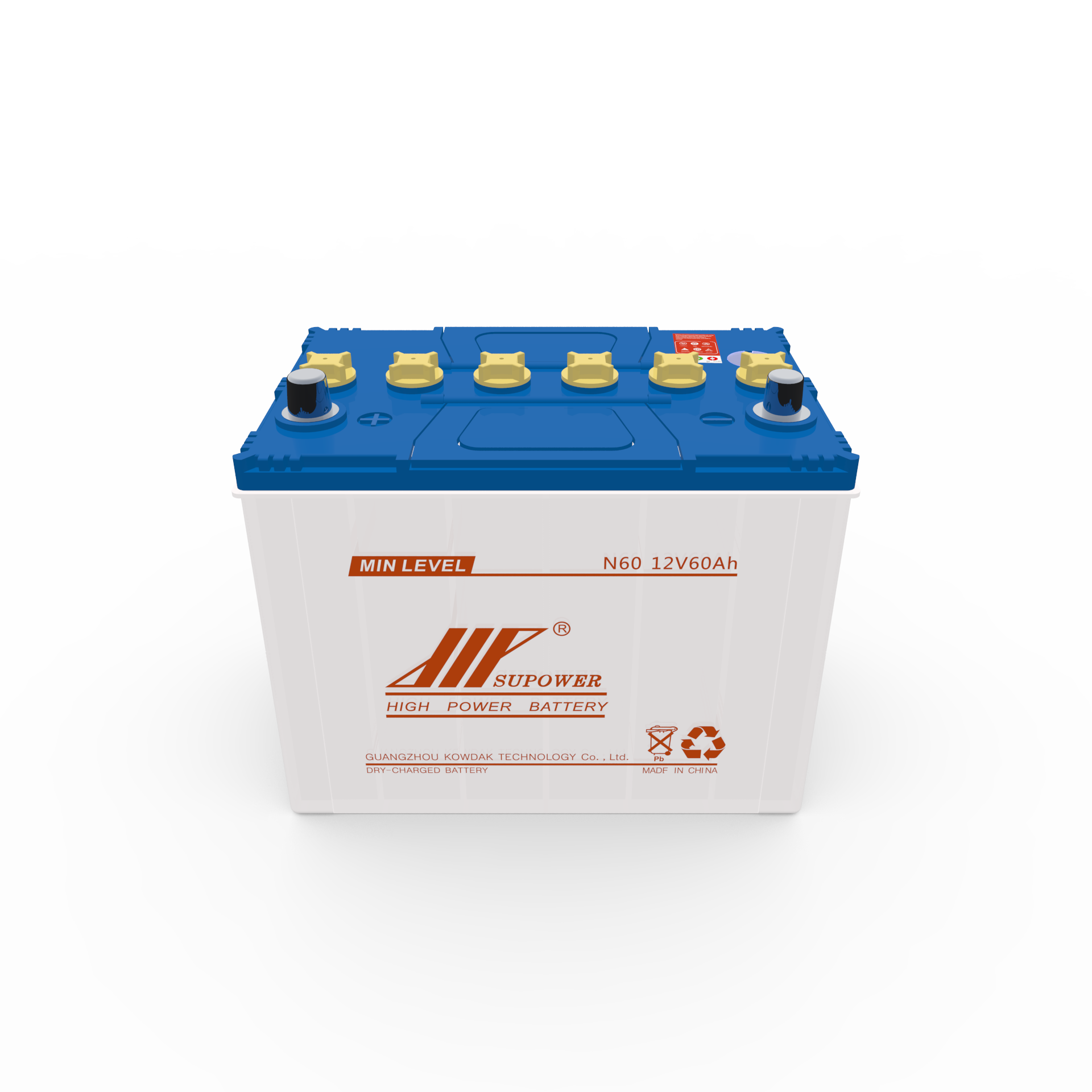 12V 60Ah lead acid battery OEM car dry-charged battery SUPOWER N60 N60L
