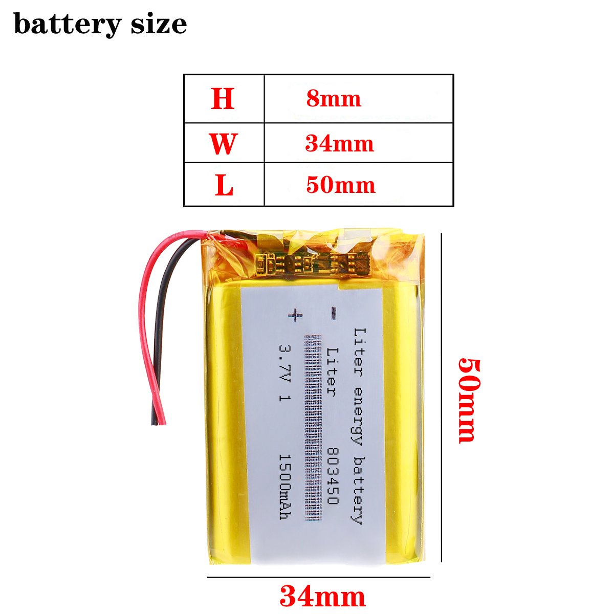 Polymer Lithium-ion Battery 3.7V 803450 1500mah Rechargeable Battery for Solar Light