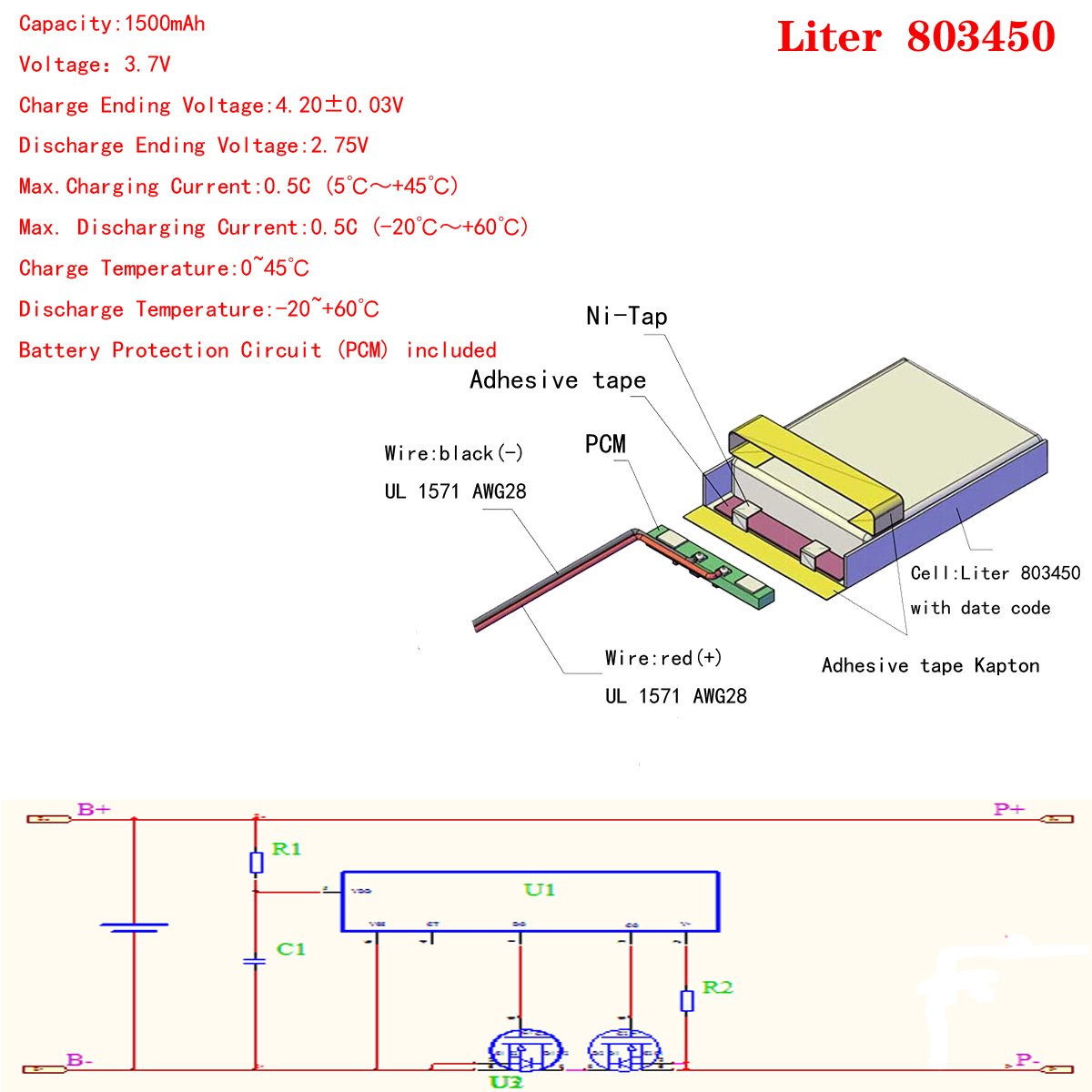 Polymer Lithium-ion Battery 3.7V 803450 1500mah Rechargeable Battery for Solar Light