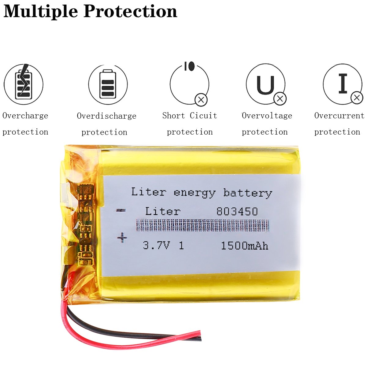 Polymer Lithium-ion Battery 3.7V 803450 1500mah Rechargeable Battery for Solar Light