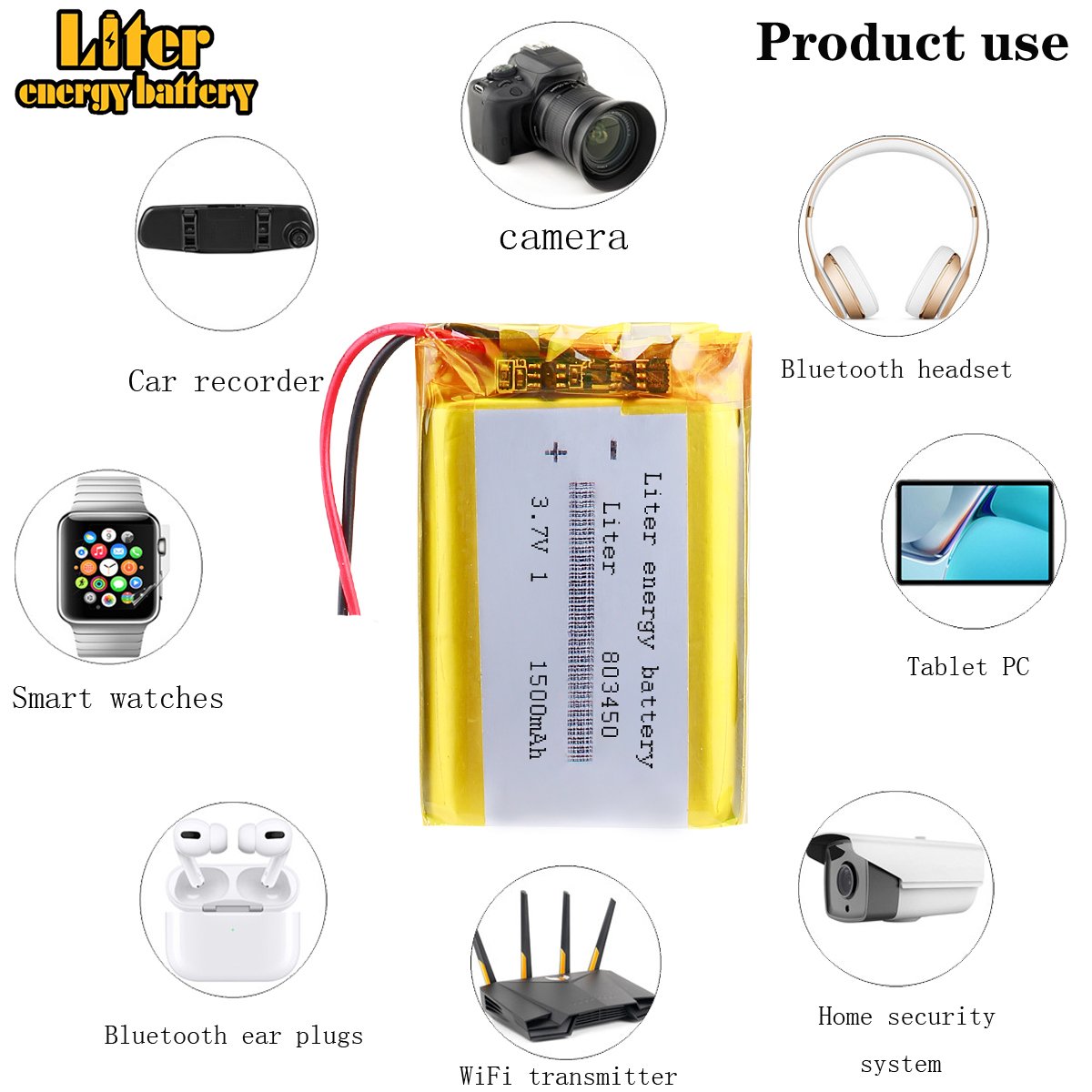 Polymer Lithium-ion Battery 3.7V 803450 1500mah Rechargeable Battery for Solar Light