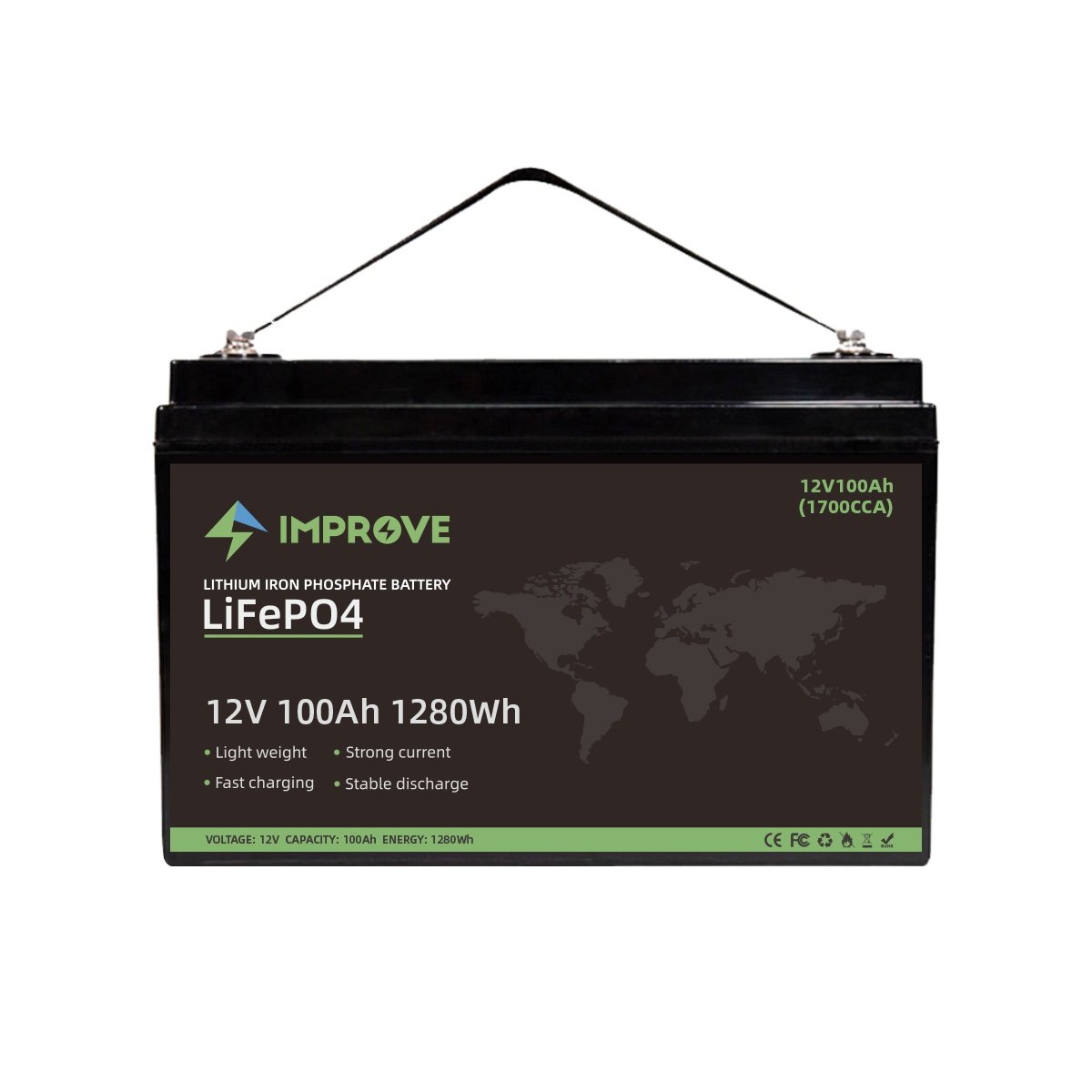 12V 100AH 1700cca Start lithium ion battery 1700a 12v100ah lifepo4 boat starter battery