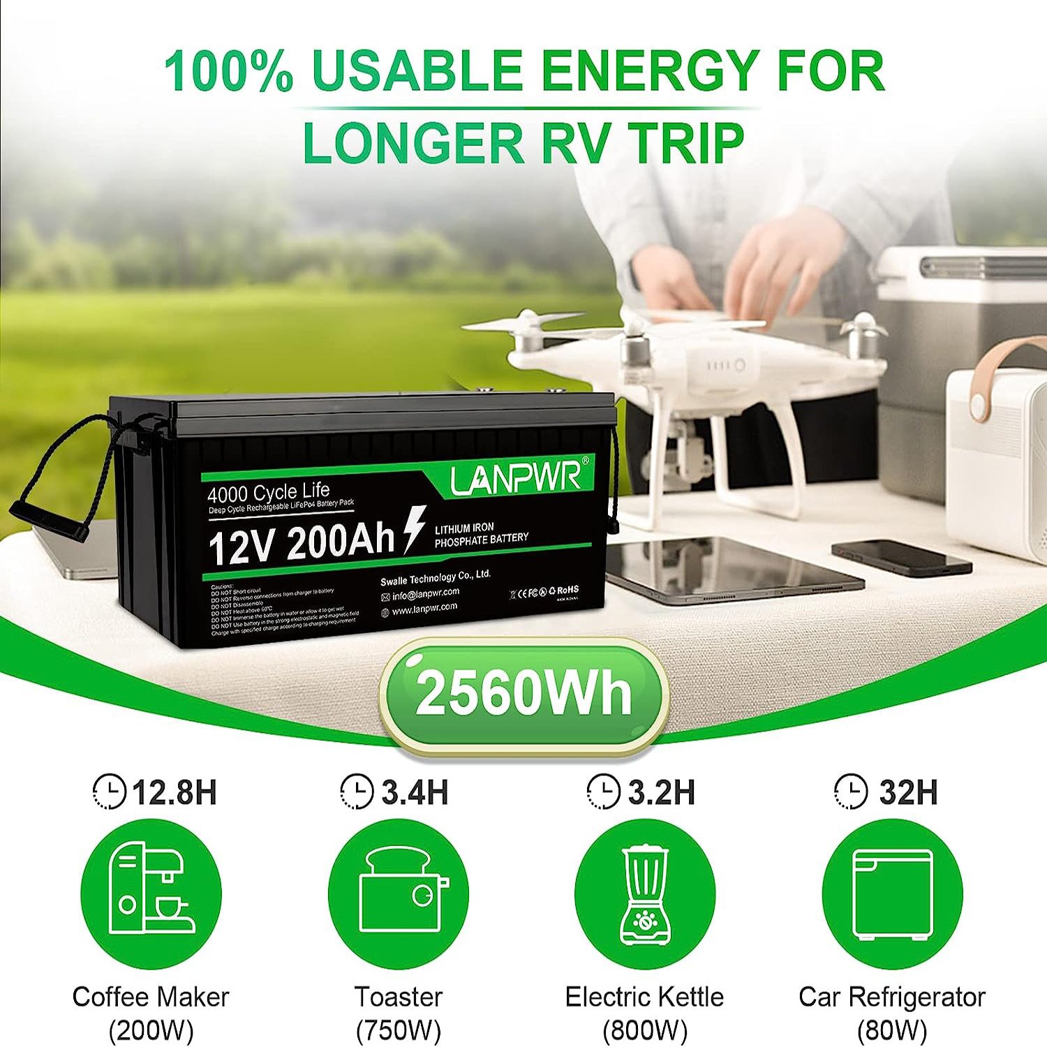 12V 200Ah New Design Deep Cycle Rechargeable Lithium Iron Phosphate Battery lifepo4