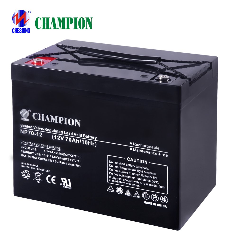 Champion High Quality Life Long Gel Battery Suitable For Home Solar System 12v 70ah Lead Acid Battery 2 Years