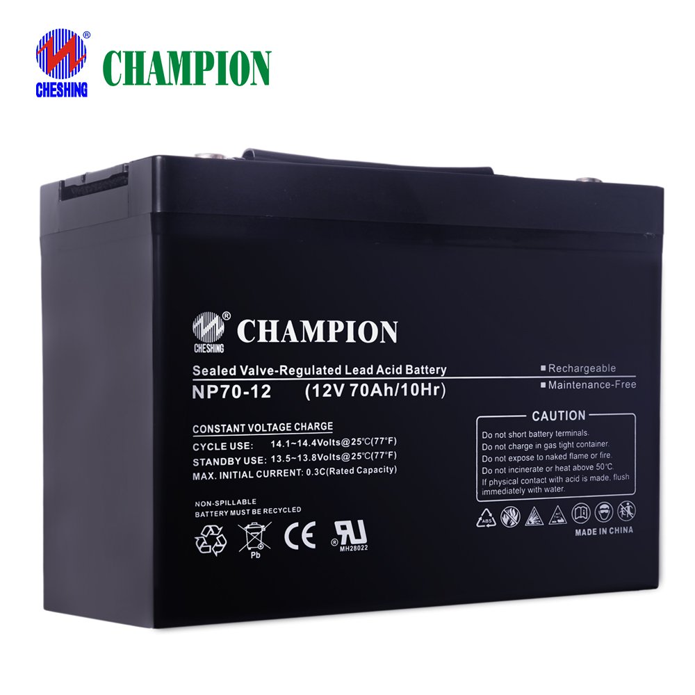 Champion High Quality Life Long Gel Battery Suitable For Home Solar System 12v 70ah Lead Acid Battery 2 Years