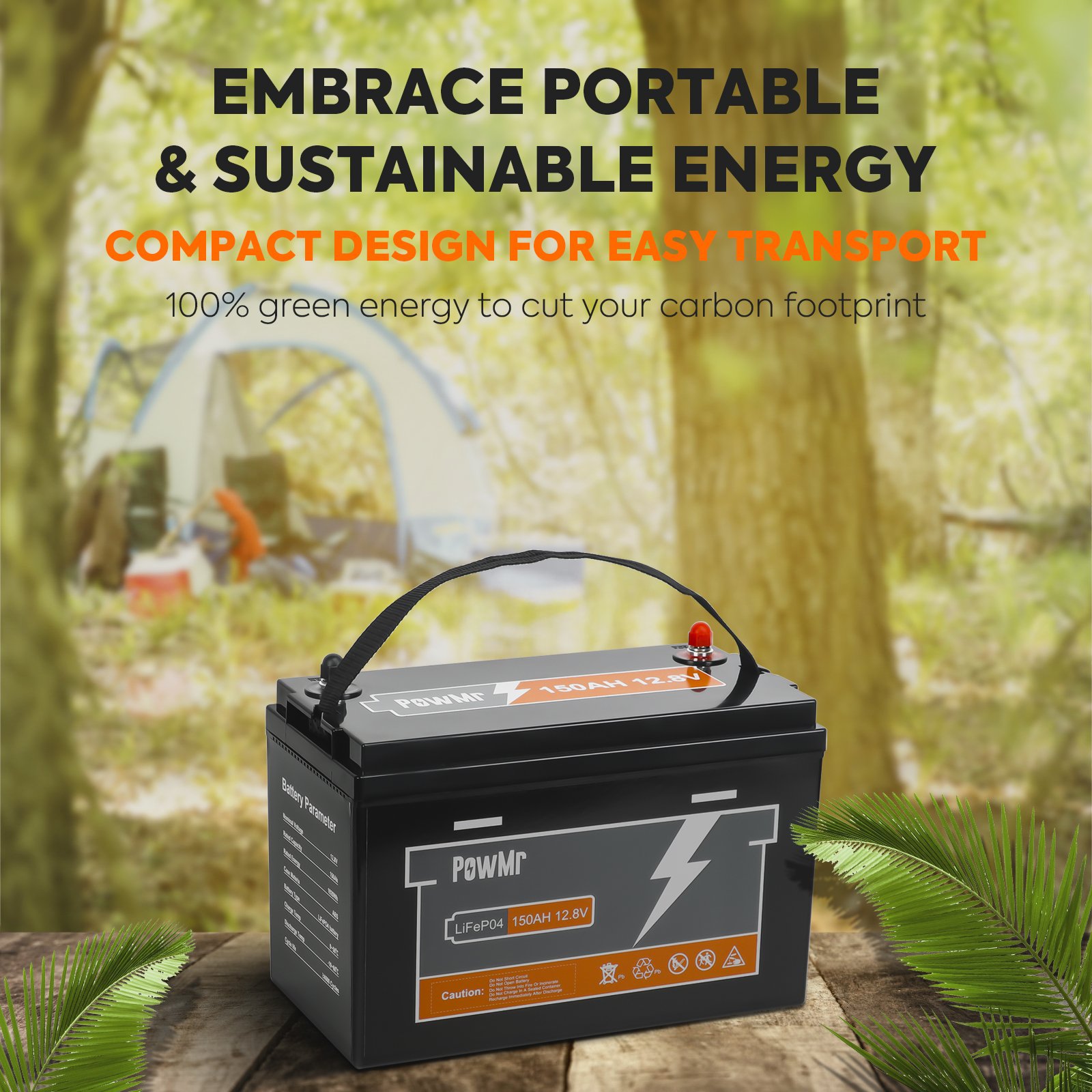 PowMr High quality 100AH 12.8V 12V Supports 4 in series IP65 Energy Storage Lithium ion LiFePO4 Solar Battery