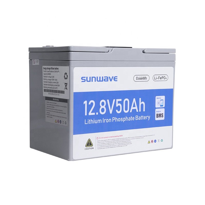Sunwave 12V 24V 50AH 100Ah 200Ah 400Ah Bluetooth IP65 Waterproof Deep Cycles Rechargeable Solar lithium ion Battery With BMS