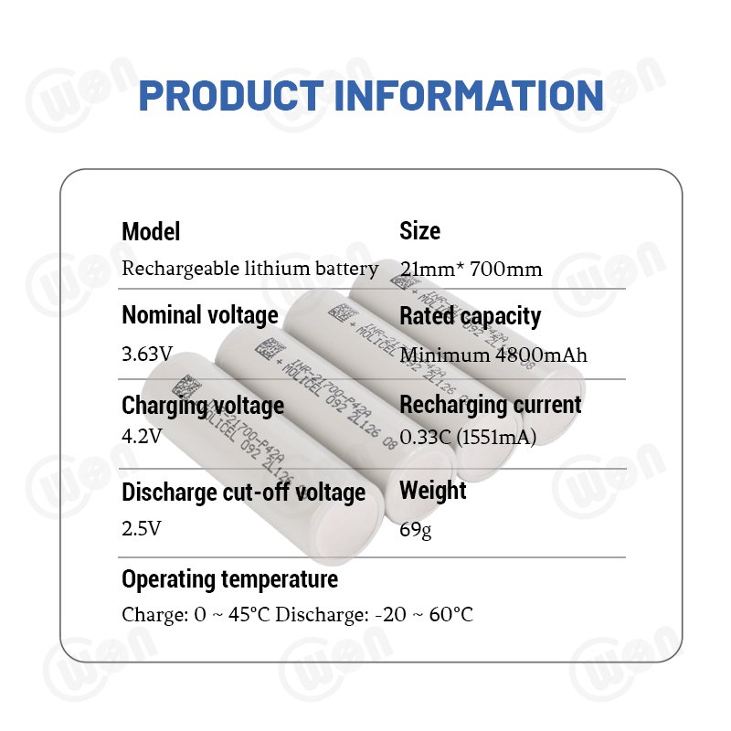 Li Ion Lithium Ion Ncr21700t Inr21700 Cell 5000mah 4800mah 6000mah Vtc6a 40t 50e 50s 30t M50lt P45b Molicel P42a 21700 Battery