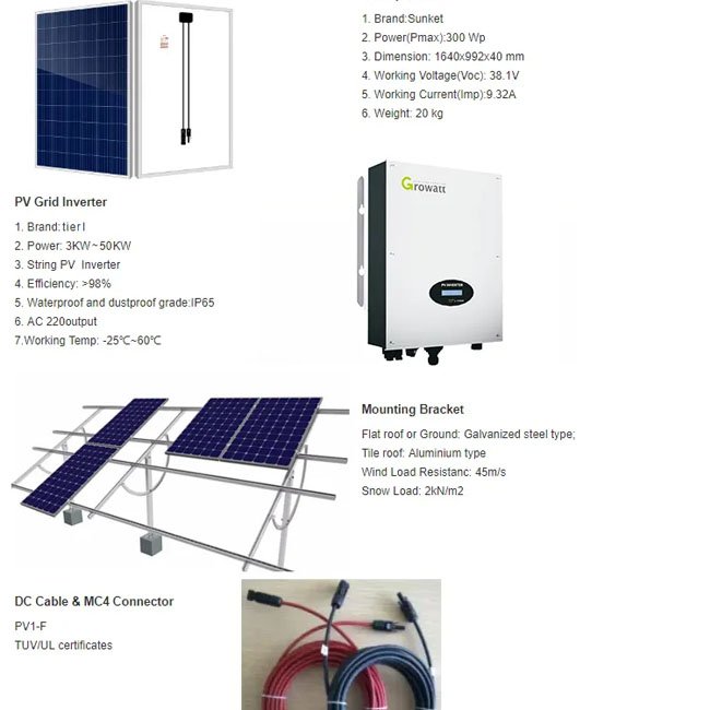 Hybrid Photovoltaic Home Off Grid Solar Energy Systems 5kwh 10kwh 15kwh 20kwh 25kwh 30kwh Home Solar System Kit