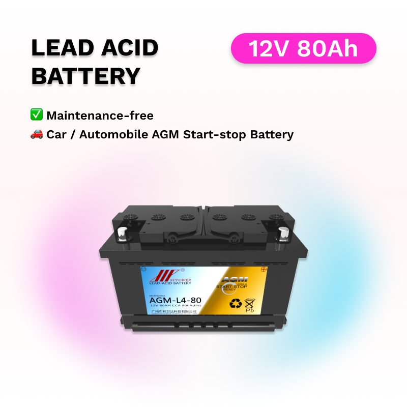 12V 80Ah lead acid battery OEM car maintenance-free AGM start-stop battery SUPOWER AGM-L4-80