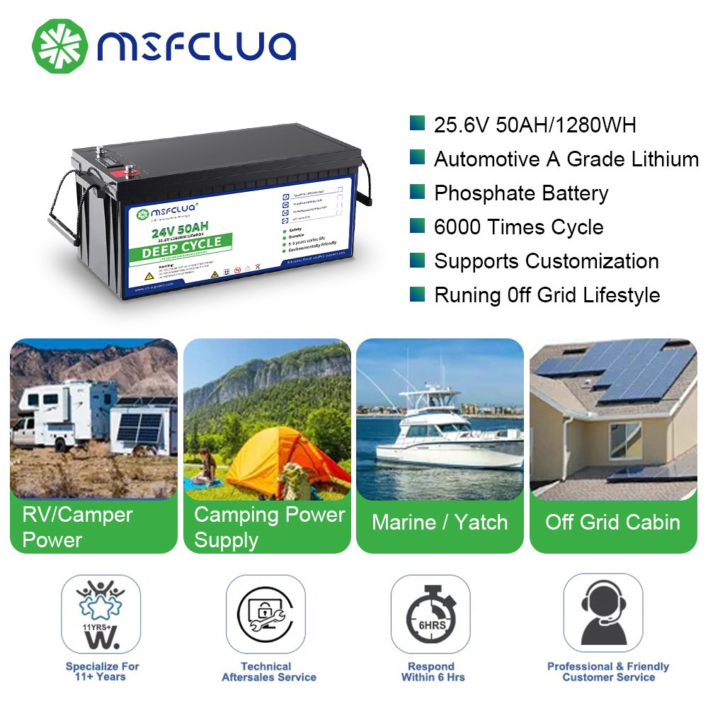 24V 200Ah 150Ah 100Ah 50Ah Deep Cycle Lifepo4 Battery lithium ions batteries 24V 50Ah Replacement Lead Acid Batteries