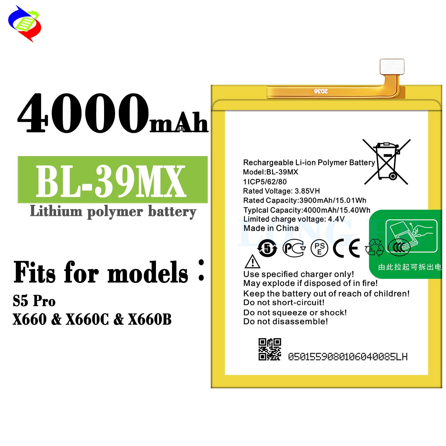 4000mAh BL-39MX S5 pro mobile phone battery for-infinix X660 battery