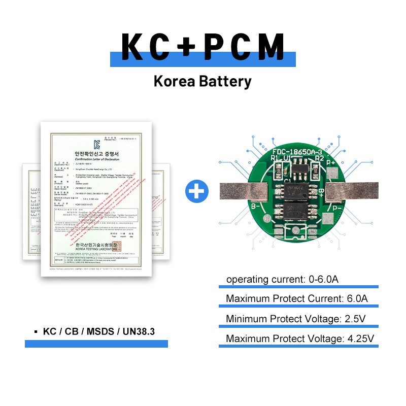 KC 18650 battery Pack 3.7V 1200mah 2000mah 2200mah 2600mah 3000mah Rechargeable lithium ion batteries Pointed Cell With PCM