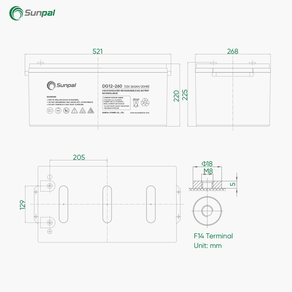 Sunpal Batterie Panneau Solaire 12V 24V 48V Lead Acid Batteries 100Ah 200Ah Kit Solaire Complet Batteries