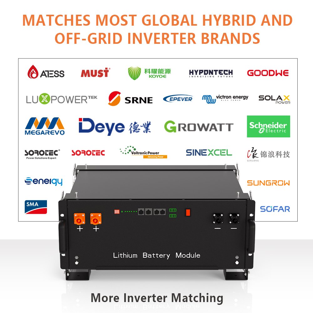 6000 Cycle Rack Mount 48V Lifepo4 Battery 100Ah 150Ah 300Ah 320Ah 48 V Volt 51.2V 10Kwh 10kw Solar Lithium Ion Battery 48V 200Ah