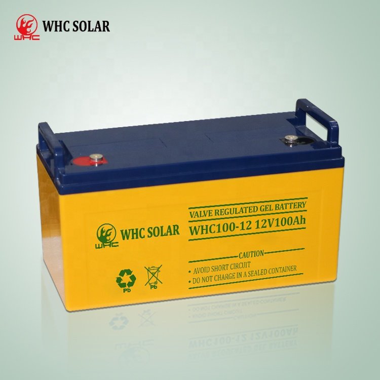 WHC OEM Maintenance-free gel energy storage solar batteries 100ah 12v deep cycle lead acid battery for solar system