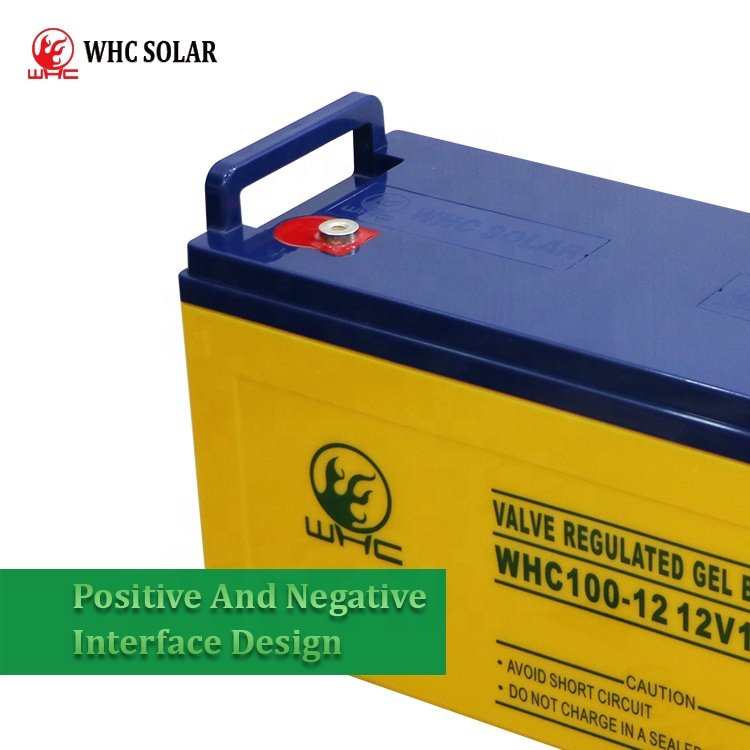 WHC OEM Maintenance-free gel energy storage solar batteries 100ah 12v deep cycle lead acid battery for solar system
